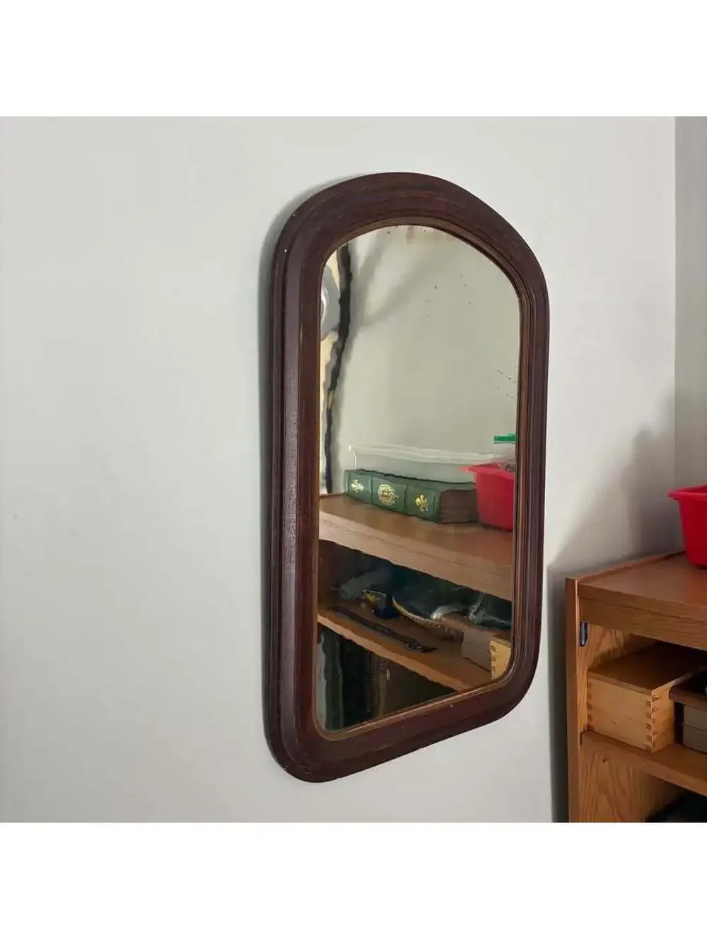 Antique Louis Philippe Wall Mirror c1860-1890 Original Wavy Glass Mahogany Frame